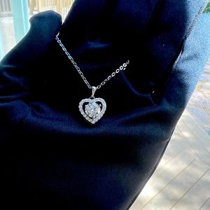 New Moissanite 10H10A Pendant Necklace 1CT 18K White Gold Plated Sterling Silver